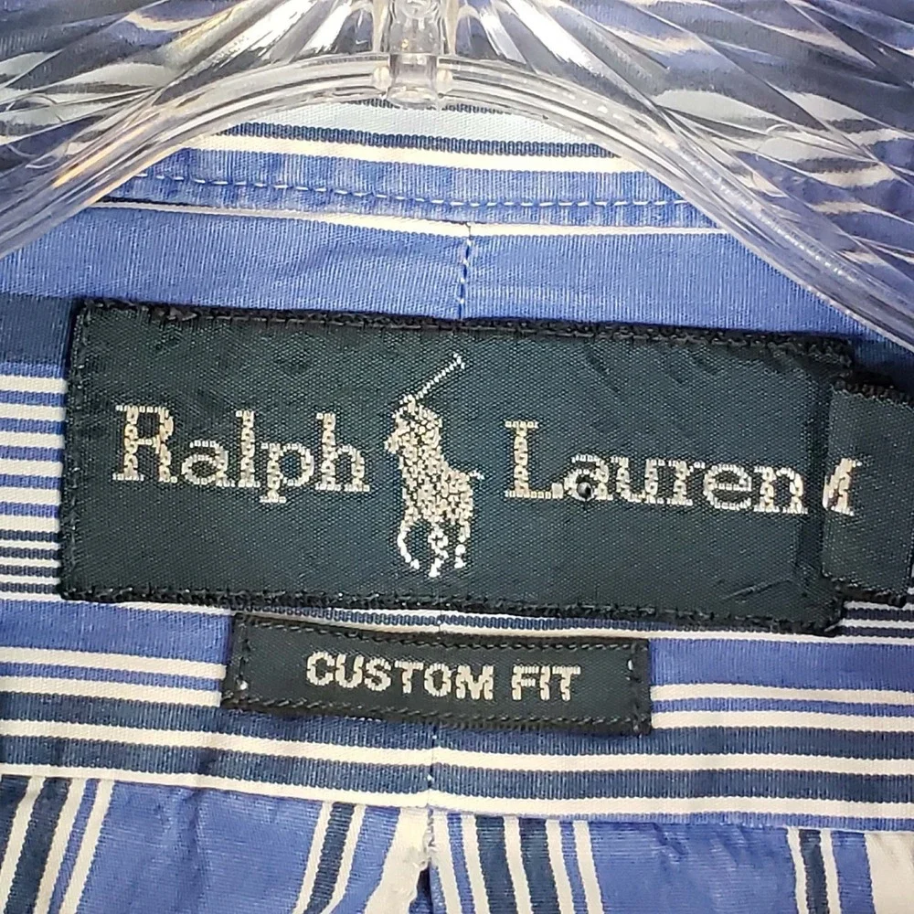 Polo Ralph Lauren Shirt Striped LS Button Down Blue Mens Size Medium M